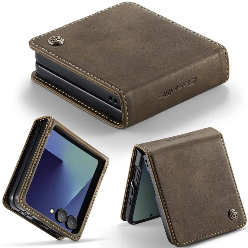 Шкіряний чохол-книжка CaseMe Velvet Matte для Samsung Galaxy Z Flip8 – Coffee. Фото 3 з 3
