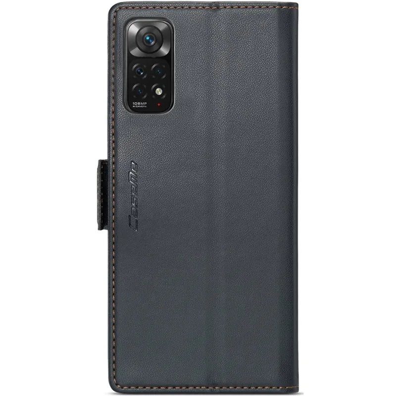 Шкіряний чохол-книжка CaseMe Nappa leather для Xiaomi Redmi Note 11 (Global) / Note 11S – Black. Фото 9 з 10
