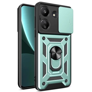 Ударопрочный чехол Serge Ring с защитой камеры для Xiaomi Poco C65 — Зеленый