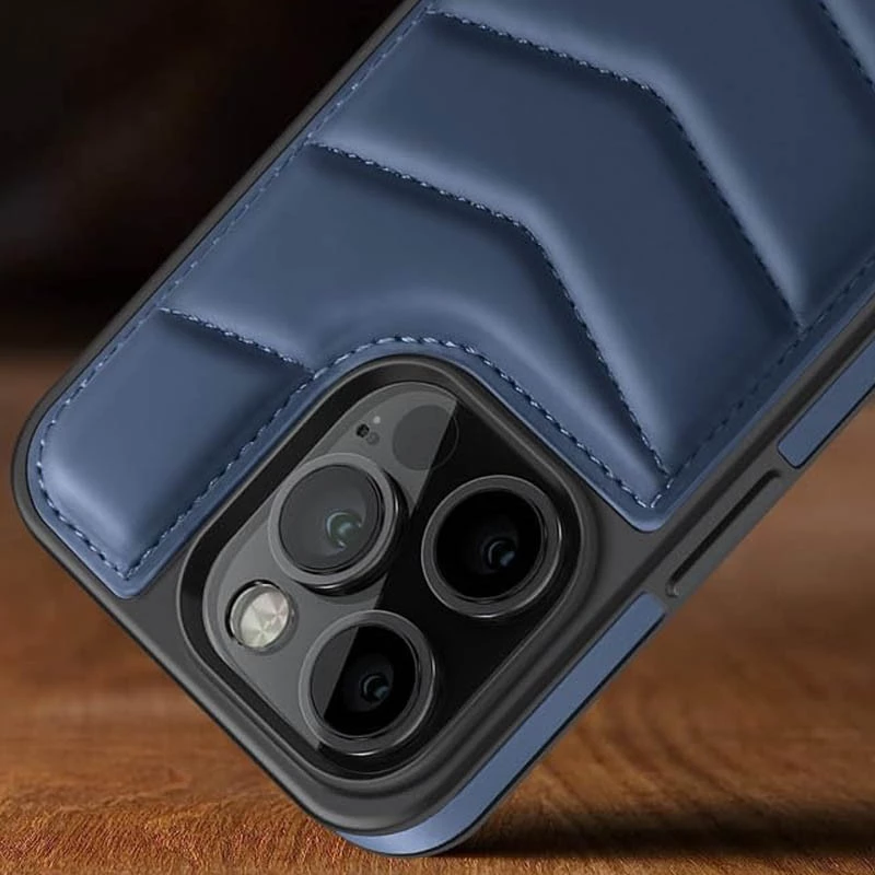 Шкіряна накладка Пуховик з Magnetic Safe на Apple iPhone 15 Pro (6.1") – Blue. Фото 5 з 5