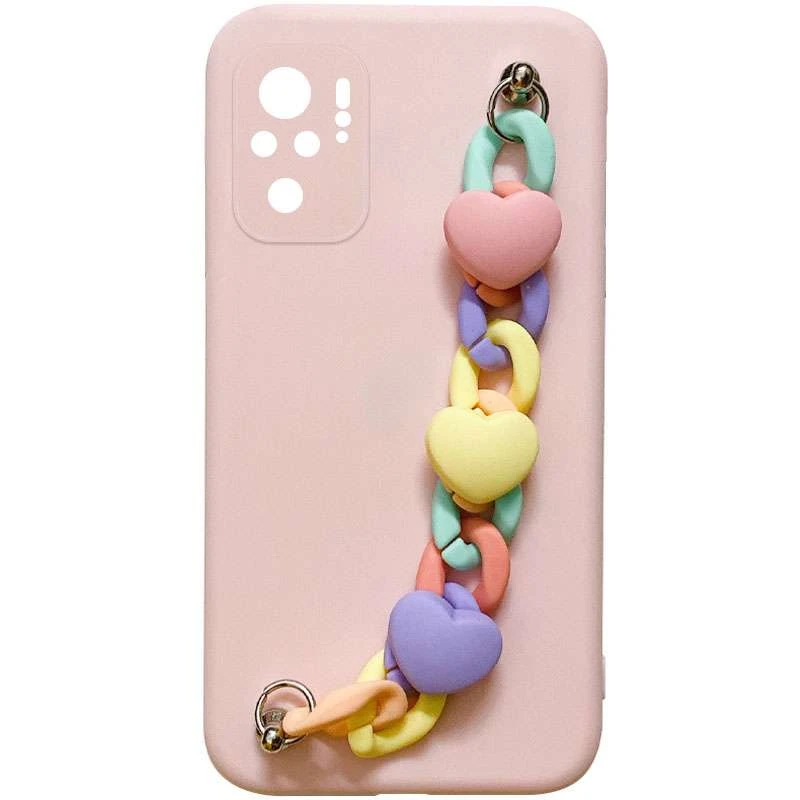 

Чехол Heart с цепочкой для Xiaomi Redmi Note 10 / Note 10s (Pink Sand)