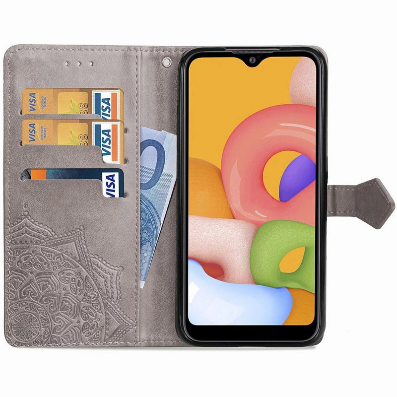 Шкіряний чохол-книжка Art Case з візитницею для Xiaomi Redmi 9A – Сірий. Фото 2 з 5