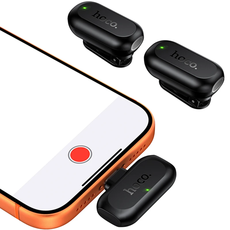 Петличний бездротовий мікрофон Hoco L26 Dual-mic Smart AI (Type-C) – Black. Фото 4 з 6