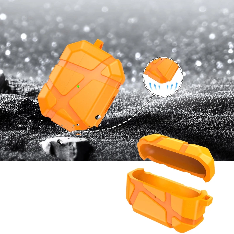Ударопрочный футляр Titan Armor для наушников Airpods Pro 2 – Orange. Фото 3 из 4