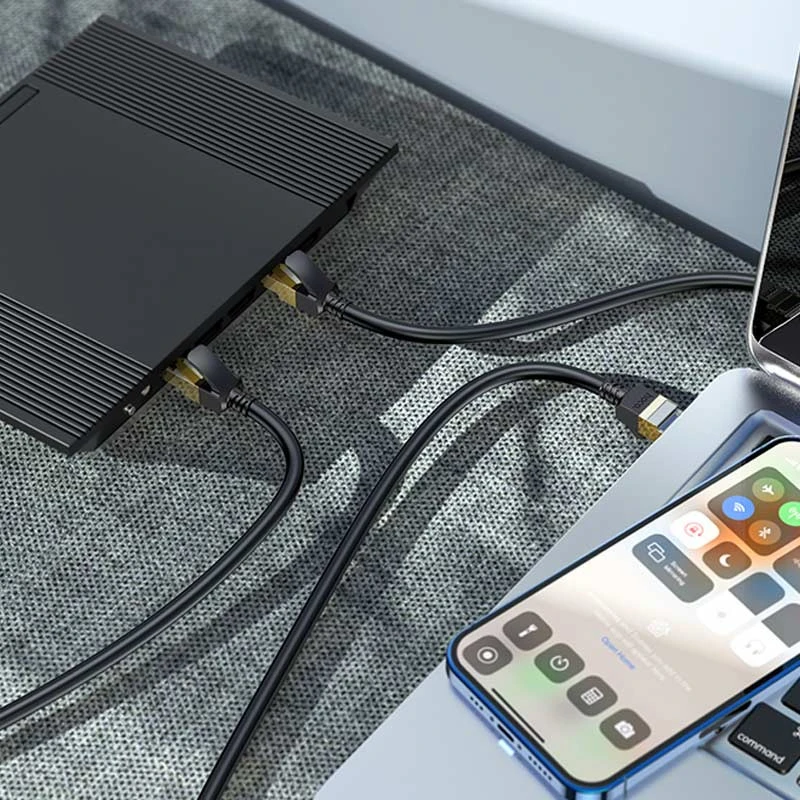 Дата кабель Hoco US02 Level pure copper gigabit ethernet (1m) – Black. Фото 8 з 8