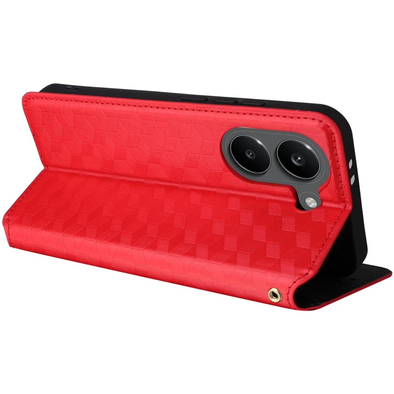Кожаный чехол-книжка Rhombus Book для Xiaomi POCO X8 Pro – Red. Фото 5 из 5