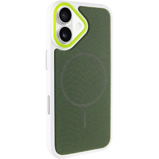 Чехол TPU TechWoven Hybrid with MagSafe для Apple iPhone 17 (6.3") — White / Green
