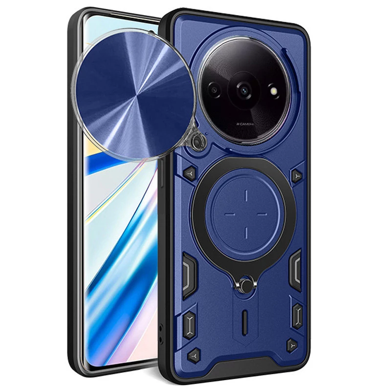Ударопрочный чехол Bracket Ringstand с защитной шторкой для камеры для Xiaomi Redmi A3 – Blue. Фото 2 из 4