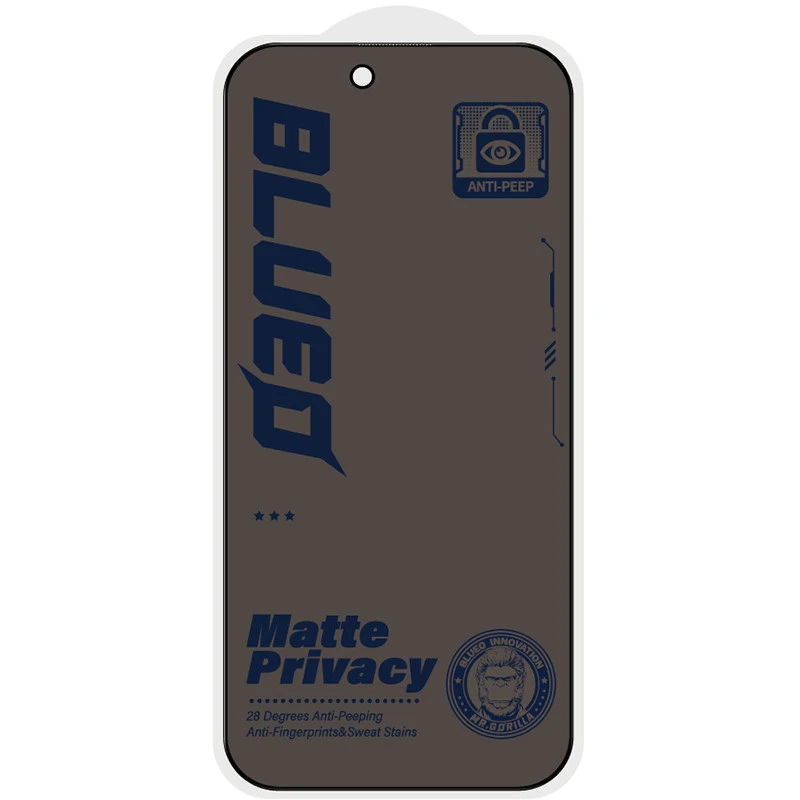 Захисне 2.5D скло Blueo Full Cover Anti-Peep Matte для Apple iPhone 16 Pro Max – Чорний. Фото 2 з 4
