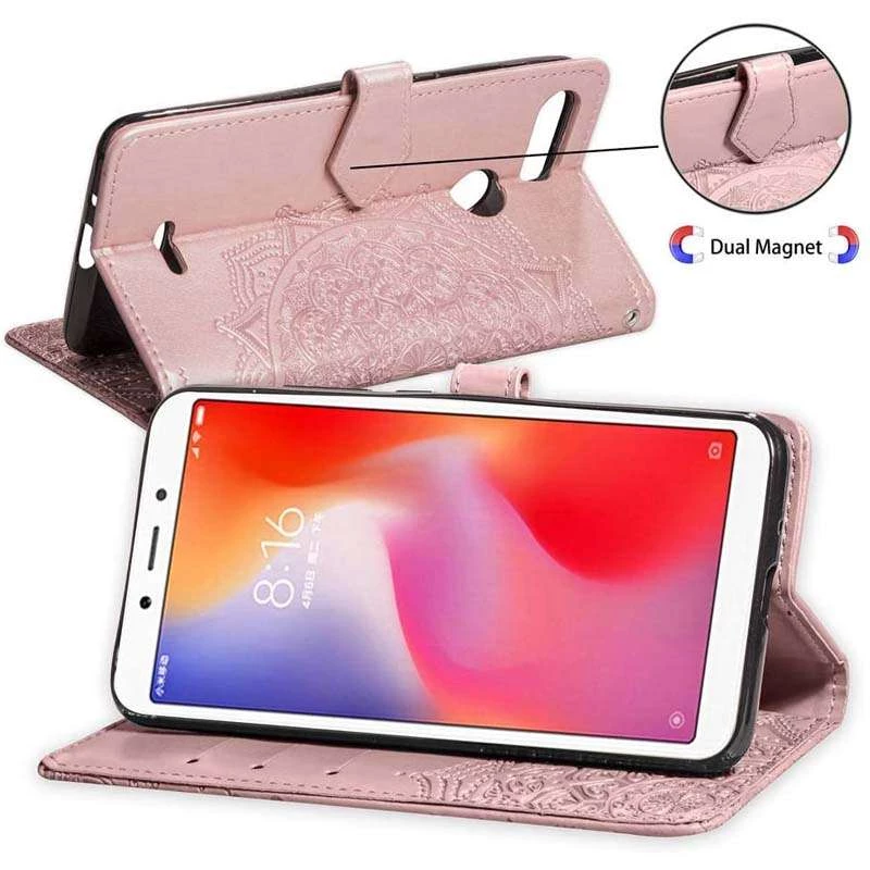 Шкіряний чохол-книжка Art Case з візитницею для Xiaomi Redmi 6 – Рожевий. Фото 3 з 6