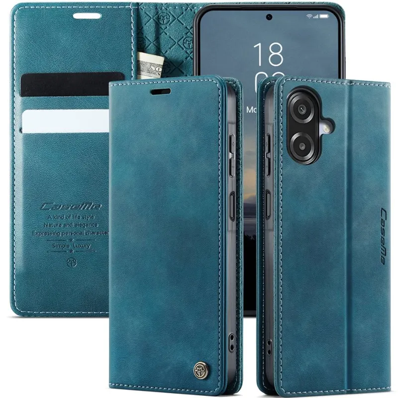 Шкіряний чохол-книжка CaseMe Nappa leather для Samsung Galaxy A08 – Blue. Фото 5 з 10