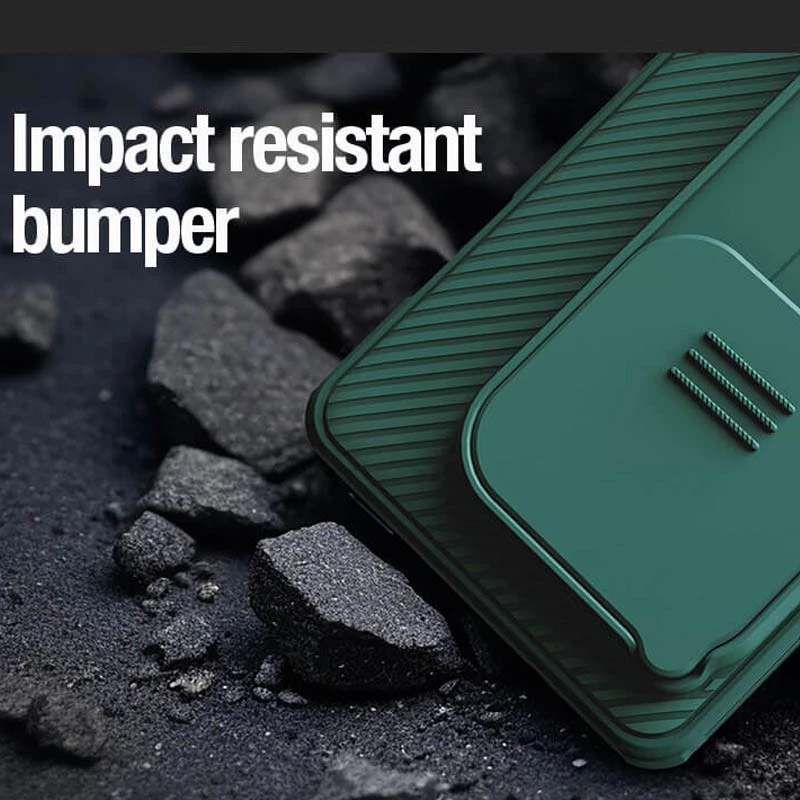 Карбована накладка Nillkin Pro зі шторкою для камери на OnePlus 12 – Deep Green. Фото 7 з 8