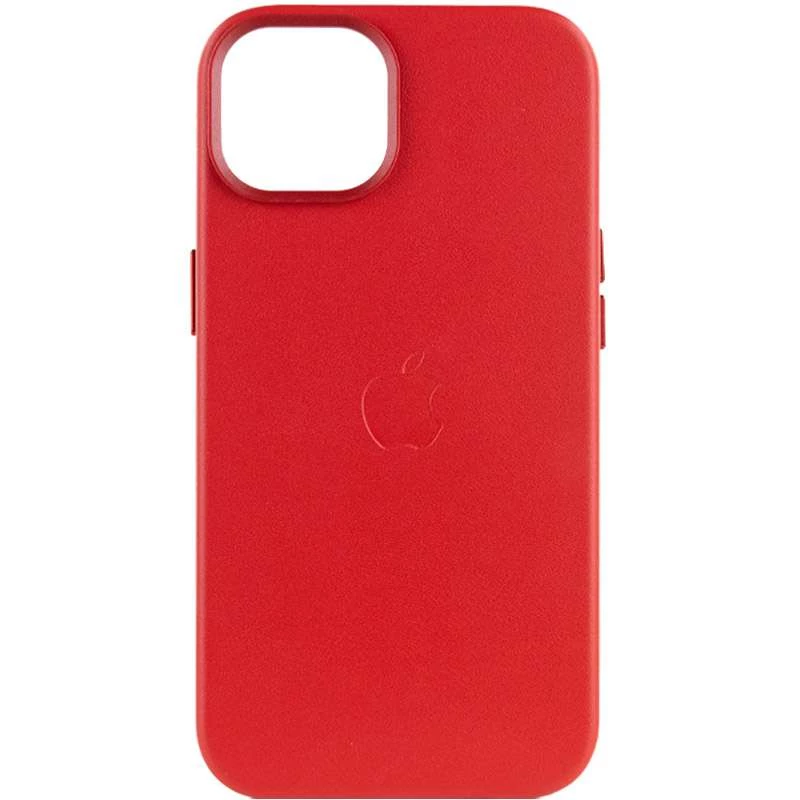 Кожаный чехол Leather Case с MagSafe для Apple iPhone 14 (6.1") – Crimson. Фото 1 из 9