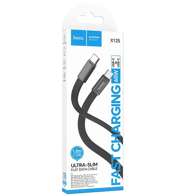 Дата кабель Hoco X125 Exceso Type-C to Type-C 60W (1m) – Black. Фото 2 из 5