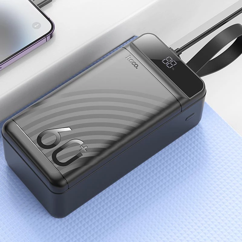 Портативний зарядний пристрій Power Bank Hoco J123C Element 22.5W+PD20W 60000 mAh – Black. Фото 5 з 6