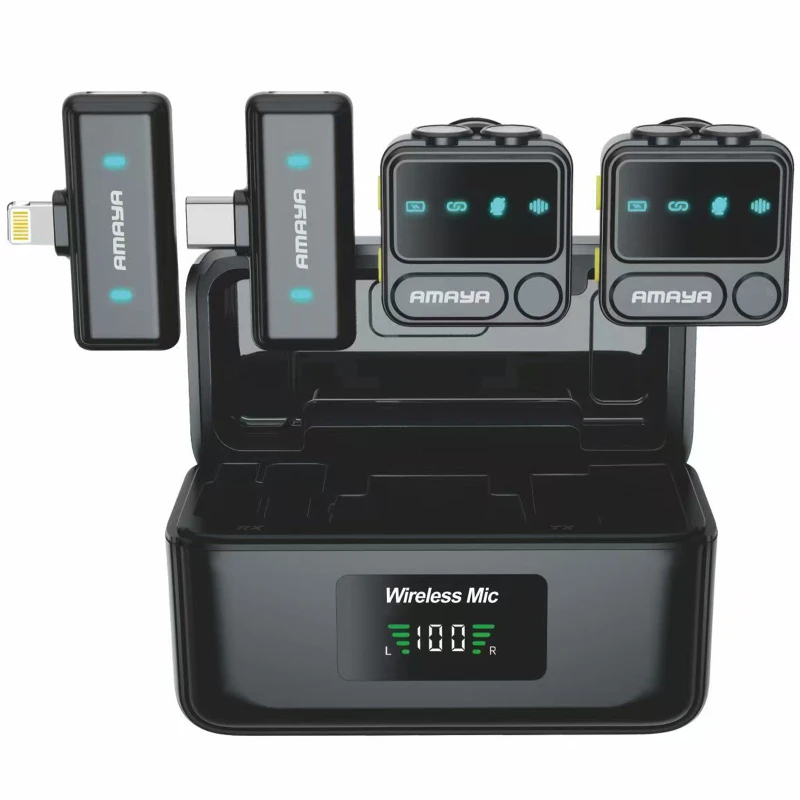 Петличный беспроводной микрофон Amaya ANC100 dual-mic 2in1 (Lightning/Type-C) фото 1 из 1