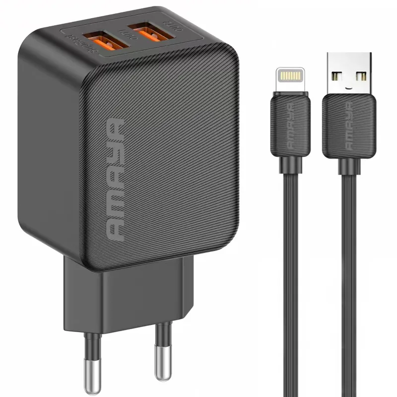 МЗП Amaya E110L 2.4A (2USB-A) + кабель USB to Lightning фото 1 з 1
