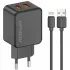 МЗП Amaya E110L 2.4A (2USB-A) + кабель USB to Lightning – Black. Фото 1 з 2