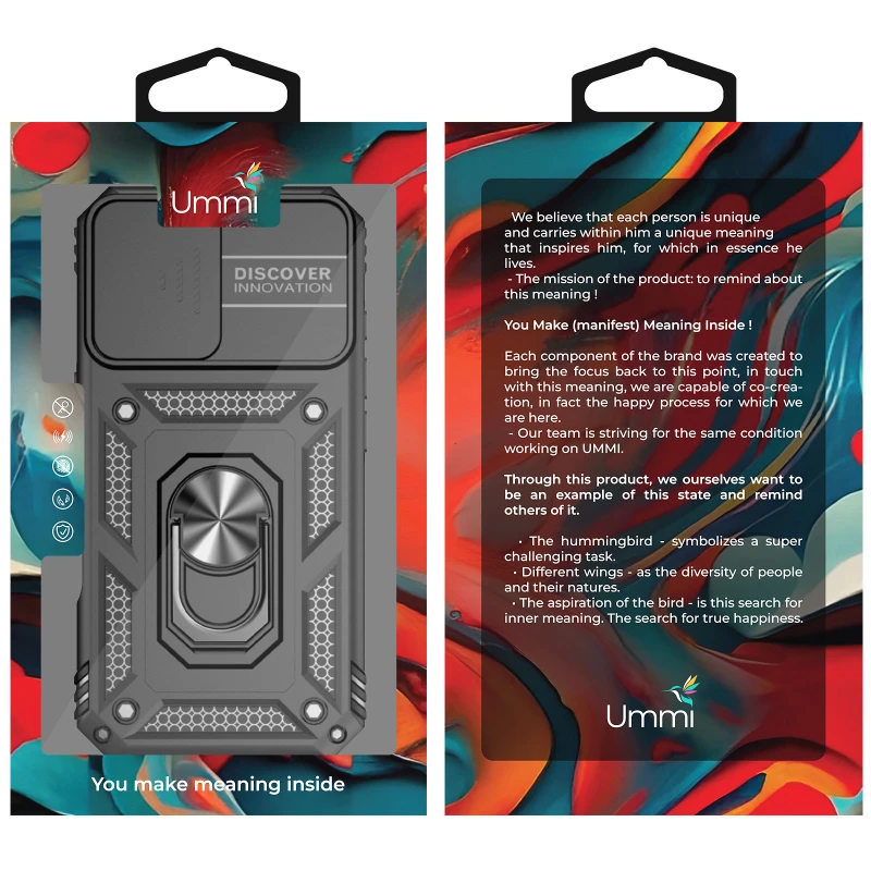 Удароміцний чохол Ummi Camshield Serge Ring (in box) для Apple iPhone 16 – Чорний. Фото 4 з 4