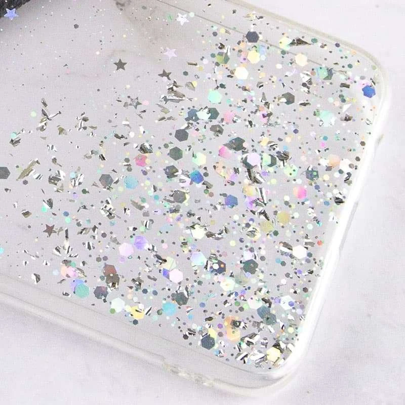 Чехол с блестками и защитой камеры для Samsung Galaxy A03s – Прозрачный. Фото 3 из 3