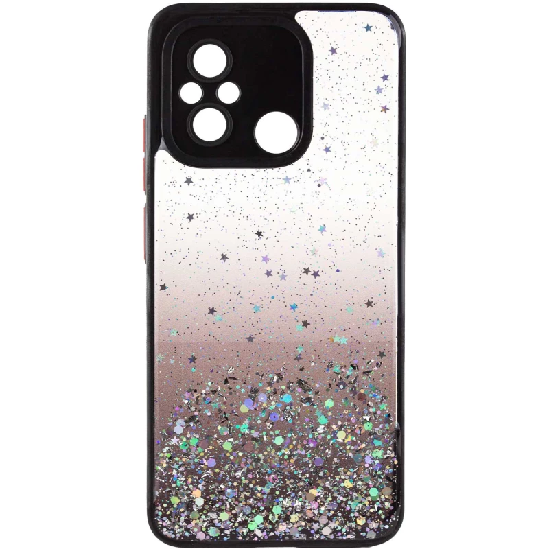 Чохол з блискітками та захистом камери на Xiaomi Redmi 12C / Poco C55 – Чорний. Фото 2 з 9