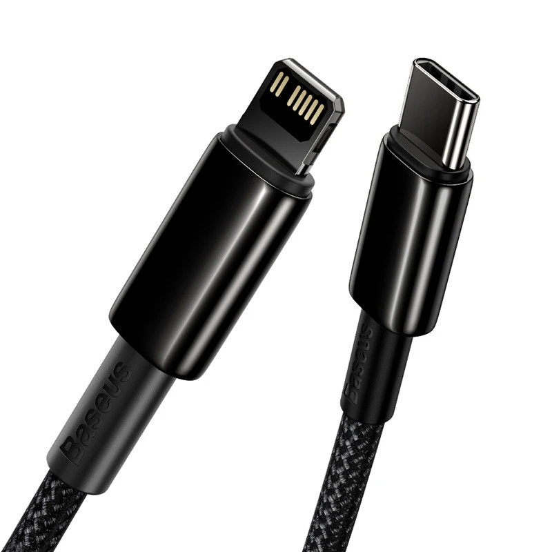 Дата кабель Baseus Tungsten Gold Type-C to Lightning PD 20W (2m) (CATLWJ) – Черный. Фото 2 из 5