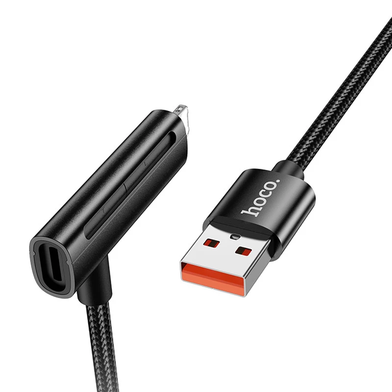 Дата кабель Hoco U135 Incredible 2in1 USB to Lightning/Type-C (1m) – Black. Фото 2 з 8