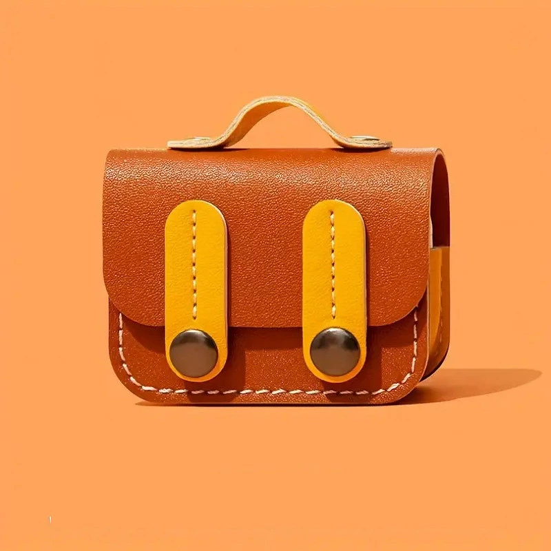 Шкіряний футляр Briefcase для навушників AirPods Pro 2 / Pro – Brown / Yellow. Фото 2 з 3