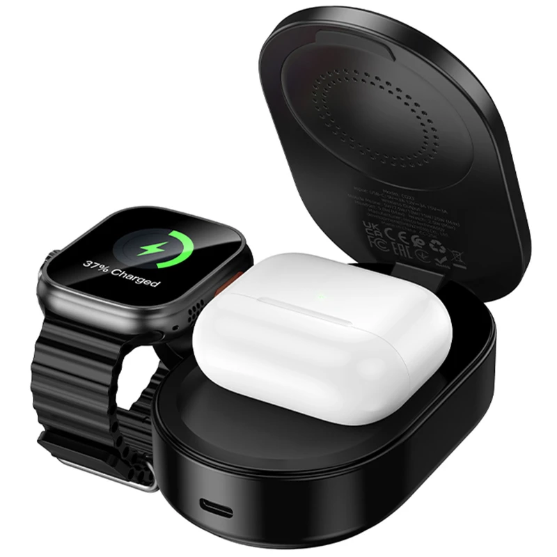 БЗУ Hoco CQ23 Pole Qi2.2 3-in-1 – Black. Фото 5 из 6