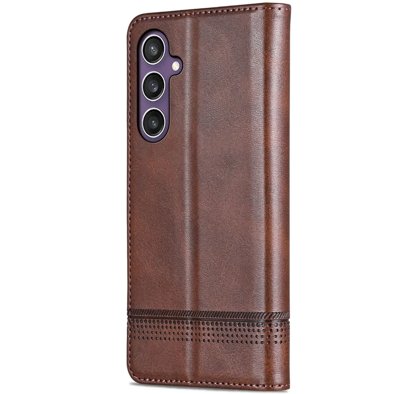Кожаный чехол-книжка AZNS Classic series для Samsung Galaxy A37 5G – Dark Brown. Фото 2 из 4