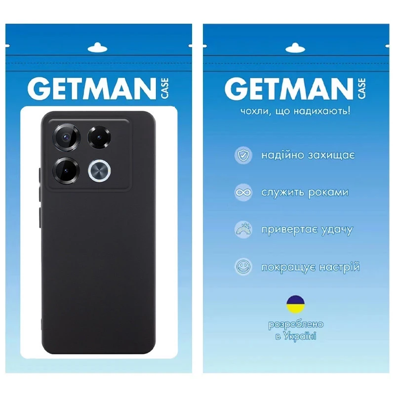 Кольоровий силіконовий чохол GETMAN із закритою камерою для Infinix Note 40 Pro 4G – Чорний / Black. Фото 2 з 2