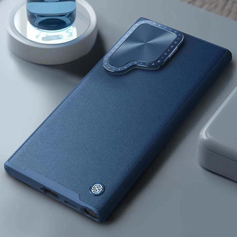 Шкіряна накладка Nillkin Camshield Leather Prop для Samsung Galaxy S24 Ultra – Blue. Фото 8 з 8