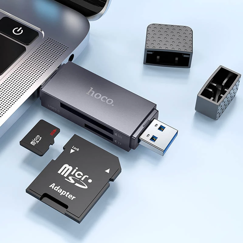 Картридер Hoco HB45 Spirit 2in1 USB/Type-C 3.0 – Metal gray. Фото 5 з 6