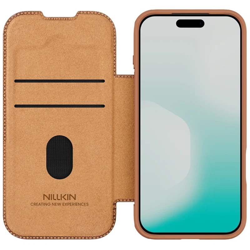 Кожаный чехол-книжка Nillkin Qin Pro Camshield для Apple iPhone 18 Pro – Brown. Фото 4 из 5