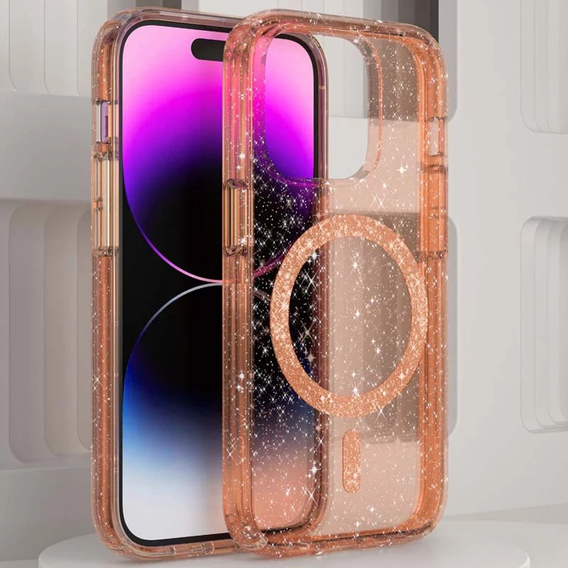 Чохол з блискітками та MagSafe на Apple iPhone 13 Pro Max (6.7") – Gold+Glitter. Фото 6 з 7