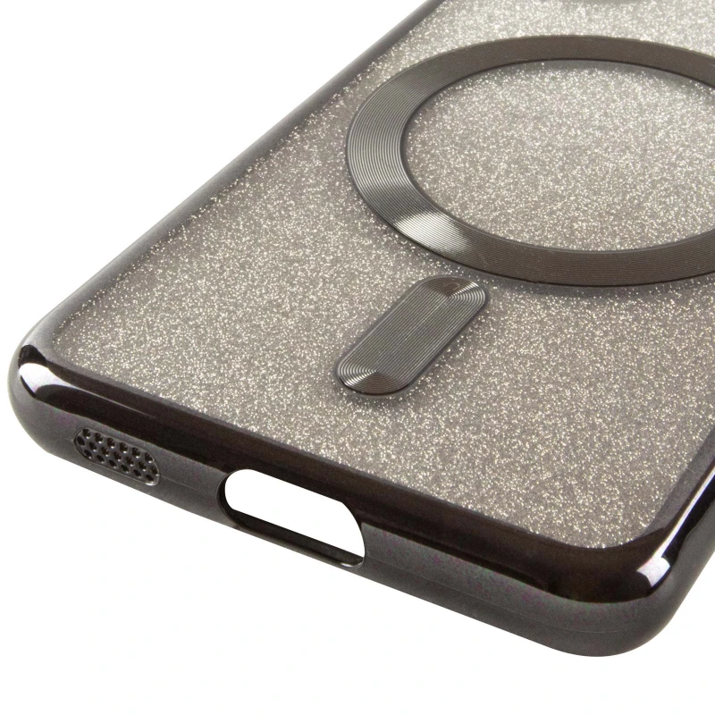 Чохол з блискітками, захисними лінзами на камеру та MagSafe на Samsung Galaxy S21 – Чорний / Black. Фото 10 з 11