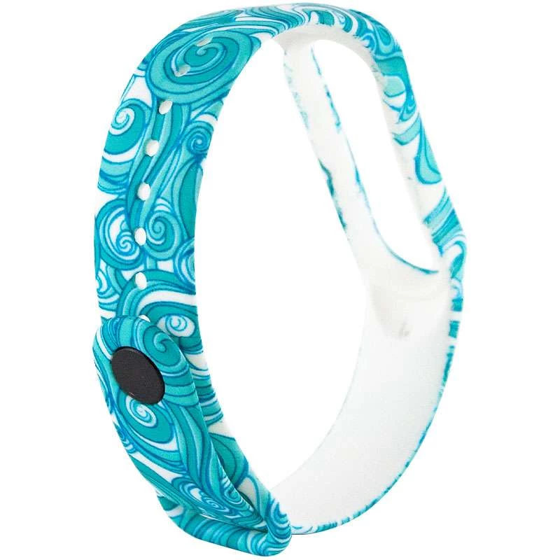 Силіконовий ремінець з малюнком для Xiaomi Mi Band 5 – Блакитний узор / Бірюзовий. Фото 3 з 3