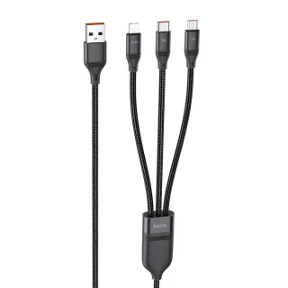 Дата кабель Hoco U104 Ultra 6A 3in1 Lightning -MicroUSB-Type-C (1.2m) фото 1 из 6
