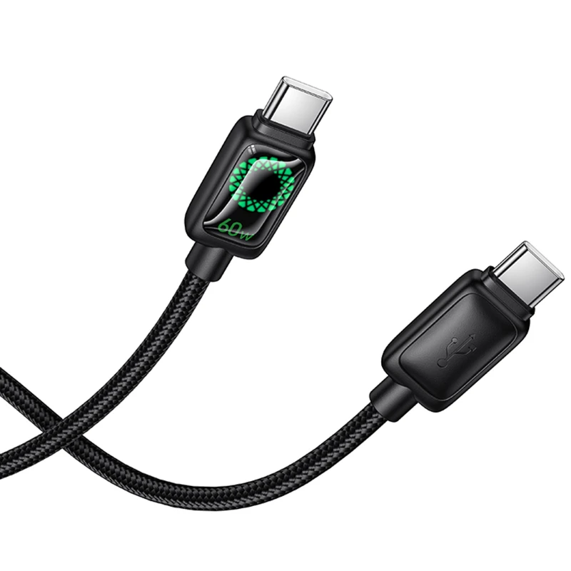 Дата кабель Hoco U146 Mundo Type-C to Type-C 60W (1.2m) – Black. Фото 5 з 6