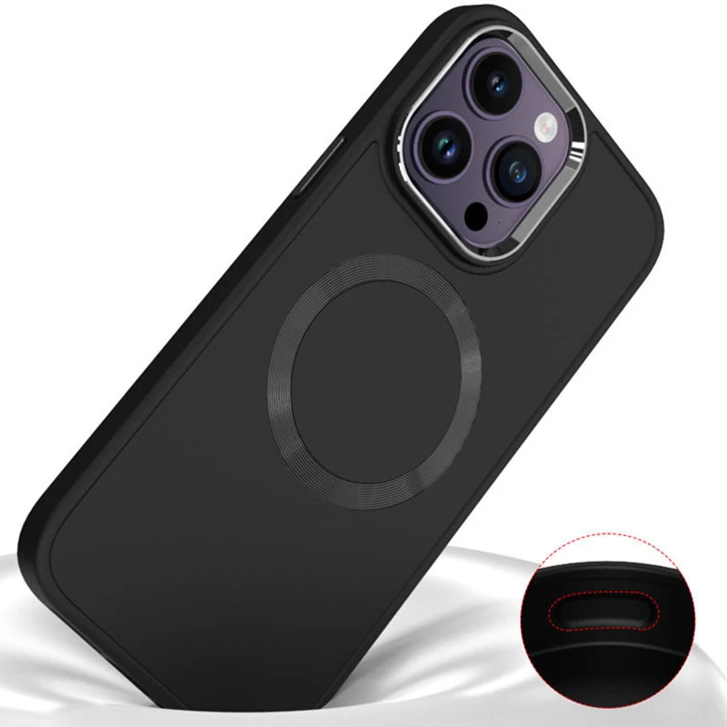 TPU чохол Bonbon з металевими кнопками та MagSafe на Apple iPhone 16 Pro Max – Чорний / Black. Фото 3 з 6