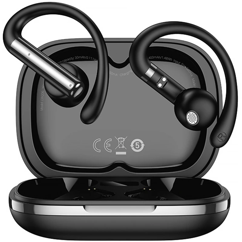 Бездротові TWS навушники Hoco EW206 Mist sport – Black. Фото 2 з 4