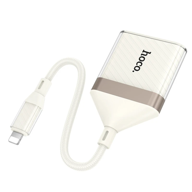 Перехідник Hoco UA40 Crystal 2in1 Lightning to SD/TF (0.15m) – Apricot. Фото 3 з 5