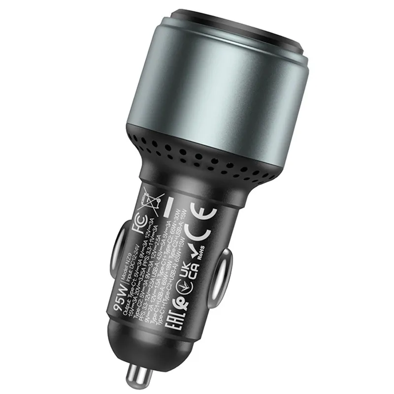 АЗП Hoco NZ9 Galloper 95W (1USB-A/2C) – Black. Фото 7 з 8