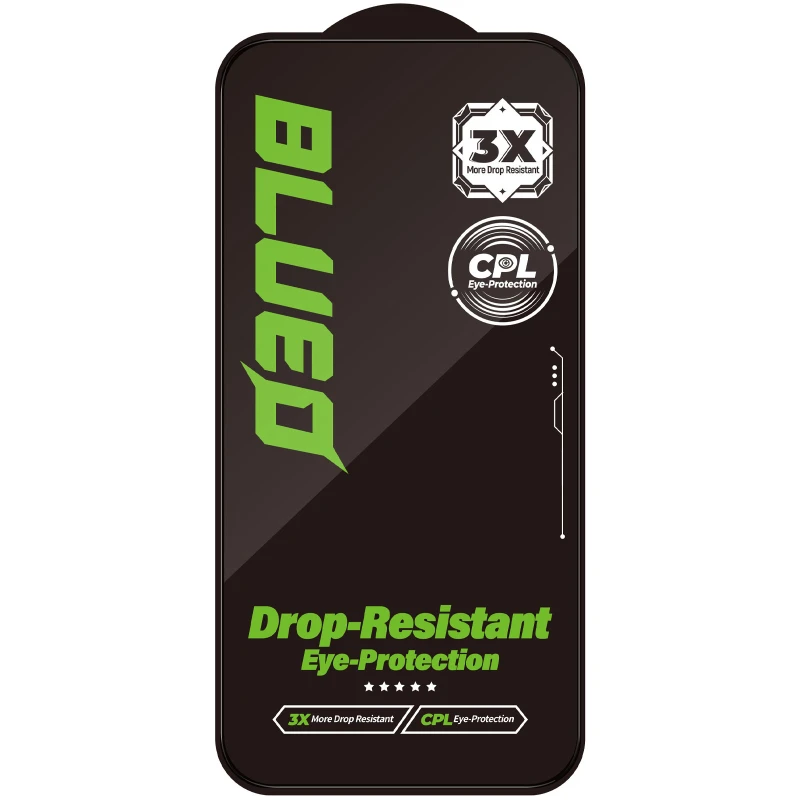 Захисне 2.5D скло Blueo Drop-Resistant (35+ KG) для Apple iPhone 16 Pro – Чорний. Фото 2 з 4