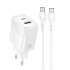 СЗУ Hoco CS112A Lounge PD30W+QC3.0 (1USB-A/1C) + кабель Type-C to Type-C – White. Фото 1 из 4