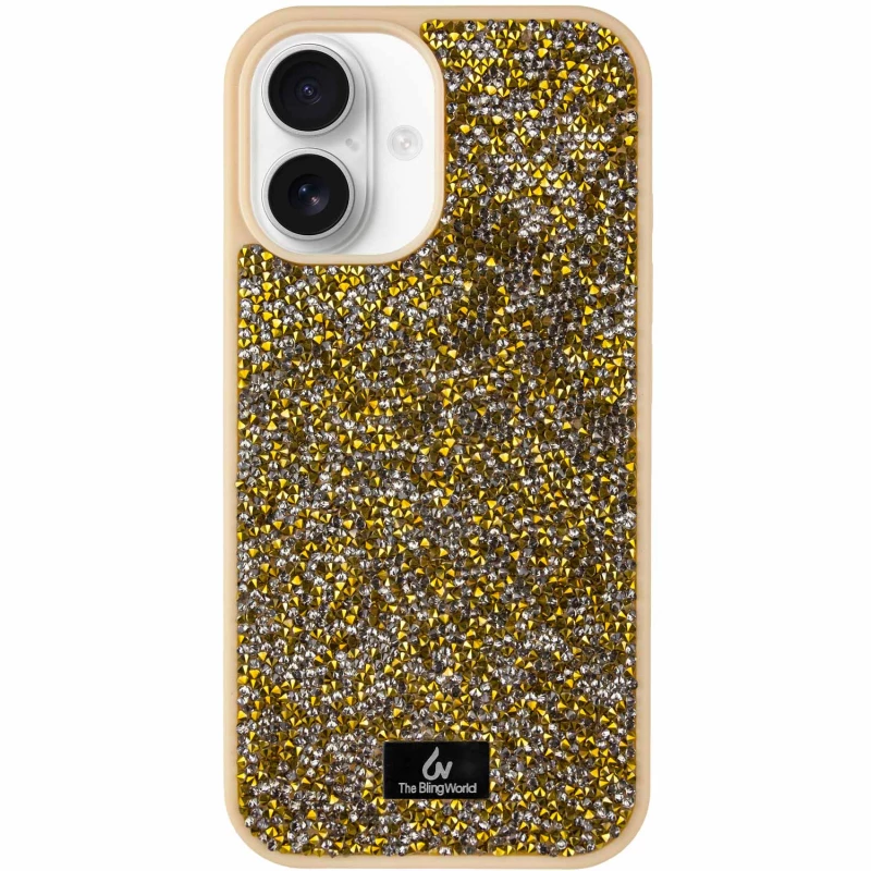 TPU чехол Bling World Rock Diamond для Apple iPhone 16 – Золотой. Фото 2 из 9