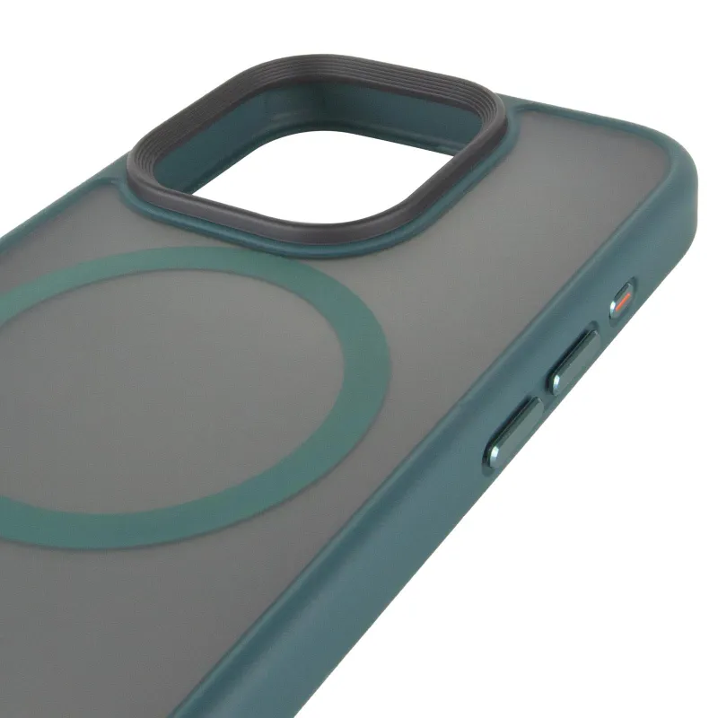 TPU+PC чехол Metal Buttons with Magnetic Fit для Apple iPhone 15 Pro (6.1") – Зеленый / Dark Green. Фото 6 из 7