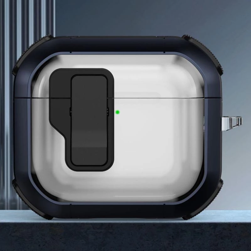 Футляр протиударний Locking Button для навушників Airpods 4 – Blue. Фото 2 з 2