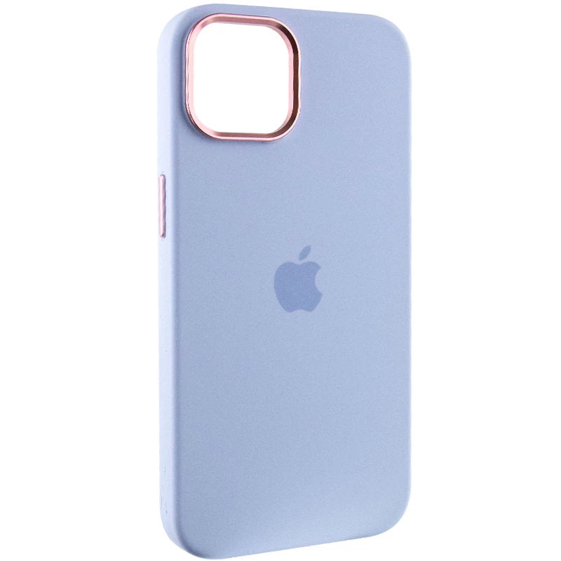 Чехол Silicone Case с металлическими кнопками для Apple iPhone 14 (6.1") – Голубой / Cloud Blue. Фото 2 из 9