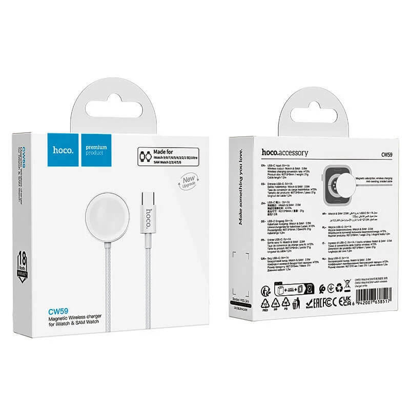 БЗУ Hoco CW59 Wireless charger for Samsung/iWatch (USB-C) – White. Фото 5 из 5